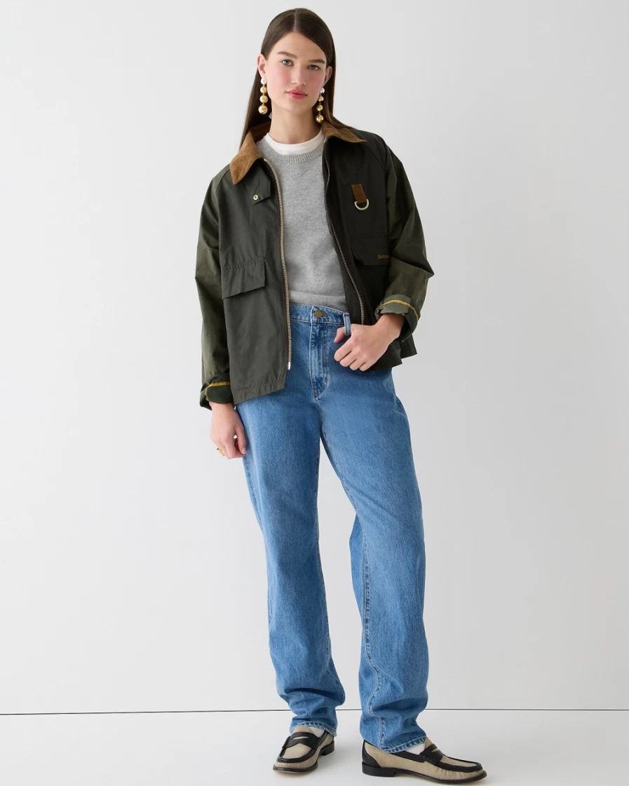 J.Crew Women's Eddleston Wax Jacket in Archive Olive Ancient | Barbour Collaboration