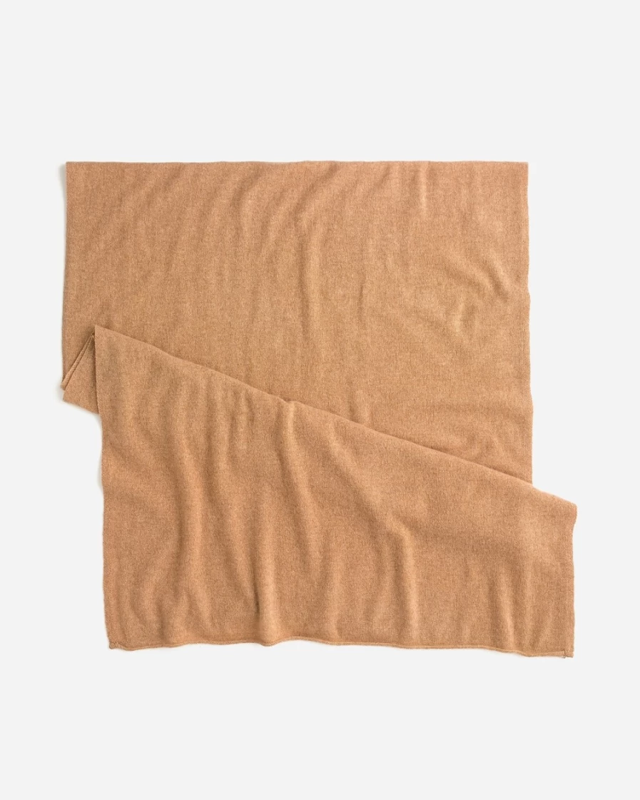J.Crew Women's Oversized Cashmere Wrap in Heather Camel - Luxurious Soft Warm Shawl