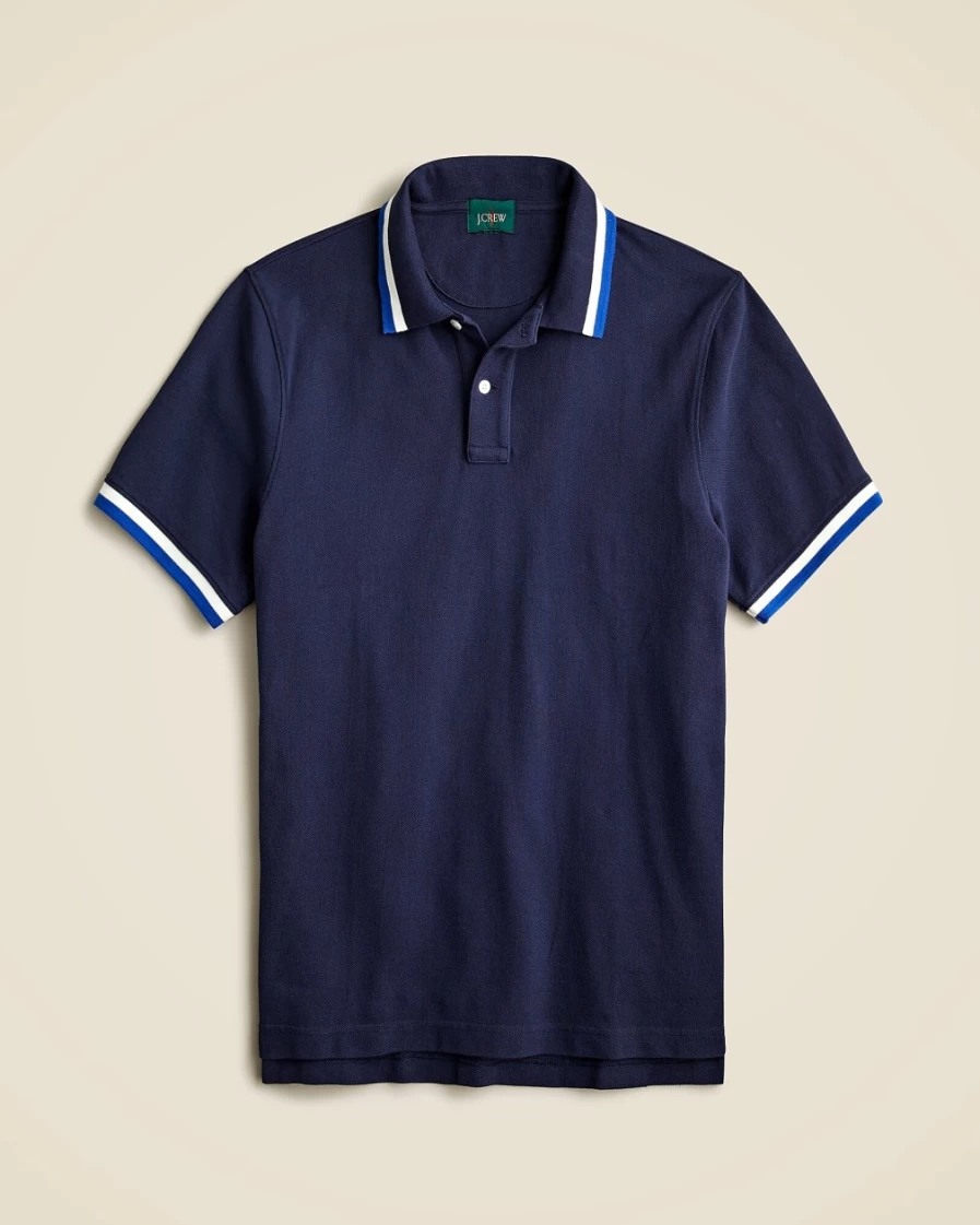 J.Crew Men's Classic Piqué Polo Shirt in Navy, Ivory & Royal Colors