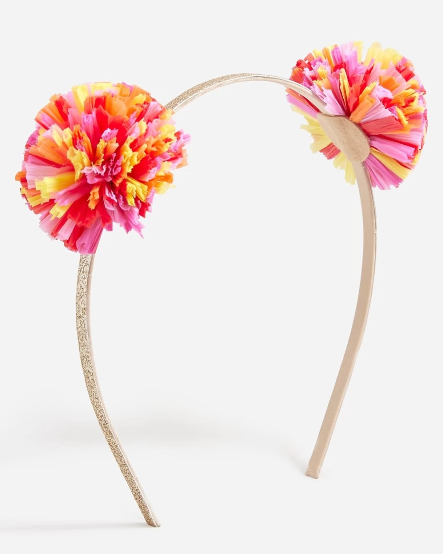J.Crew Rainbow Straw Pom-Pom Headband for Girls