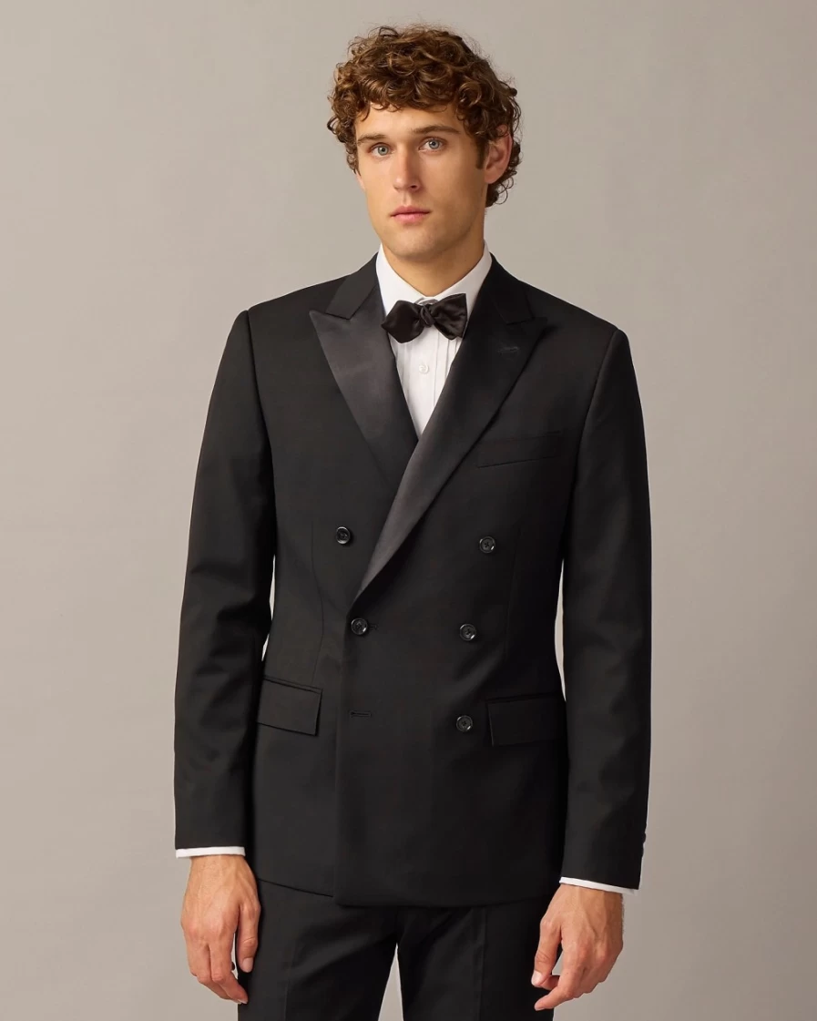 J.Crew Men's Black Ludlow Slim-Fit Double-Breasted Tuxedo Jacket in Italian Wool