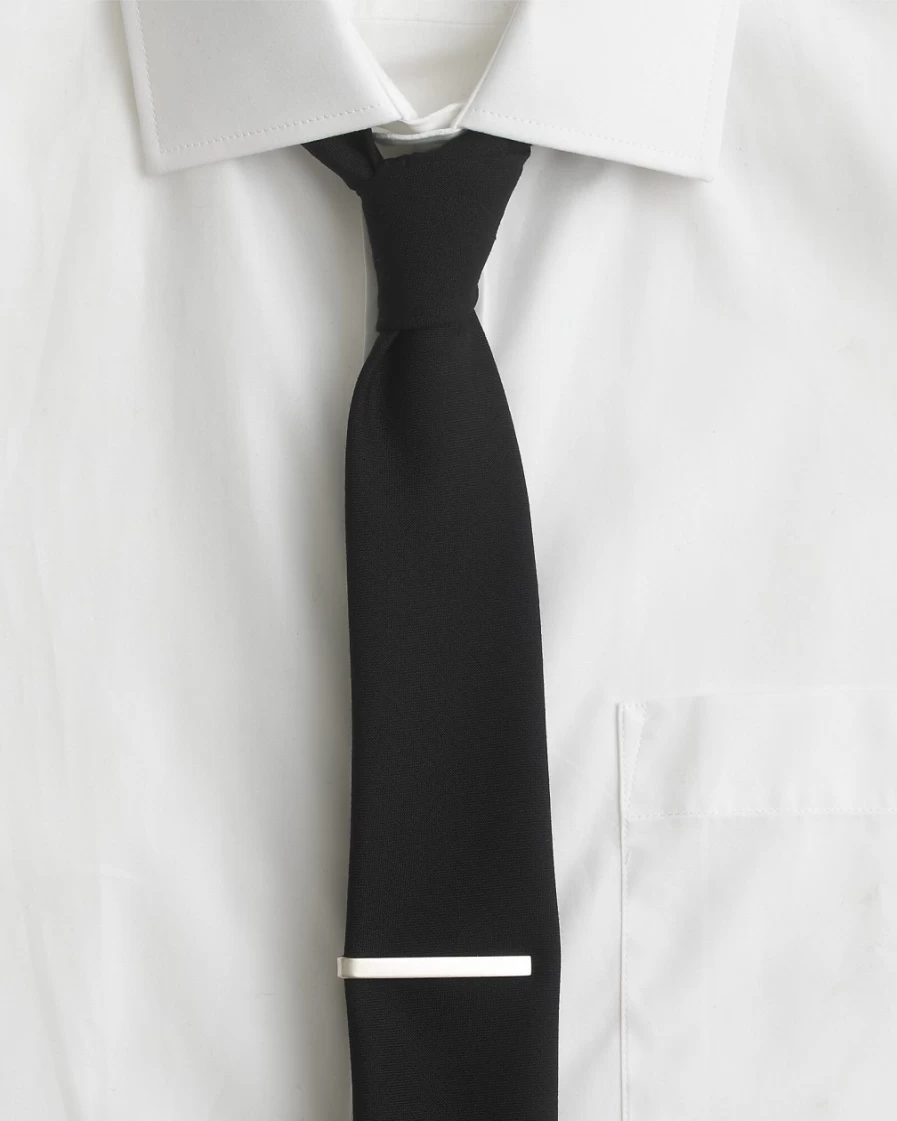 J.Crew Men's Worn Silver Brushed Metal Tie Clip for Formal Attire