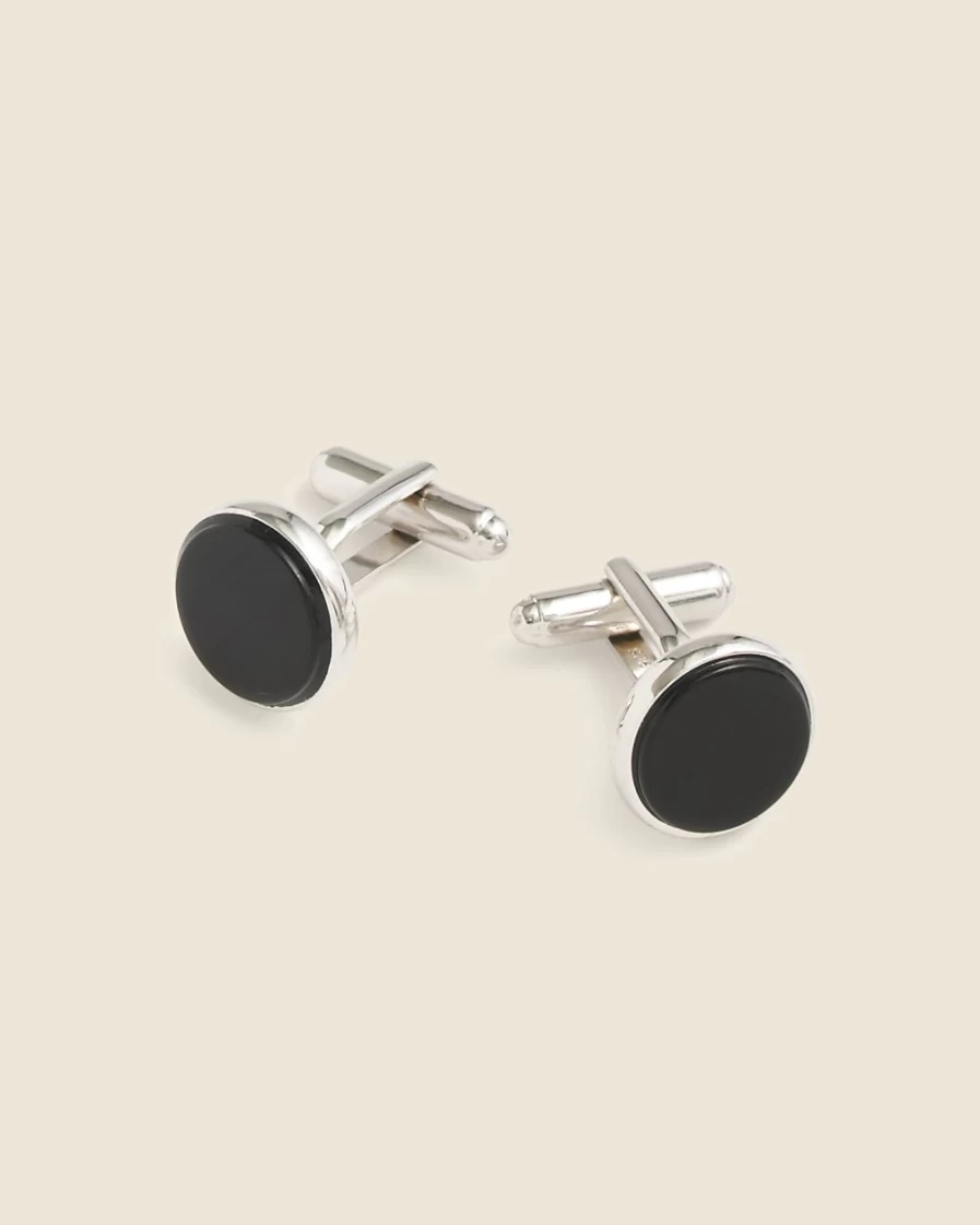 J.Crew Men's Onyx Sterling Silver Round Cufflinks