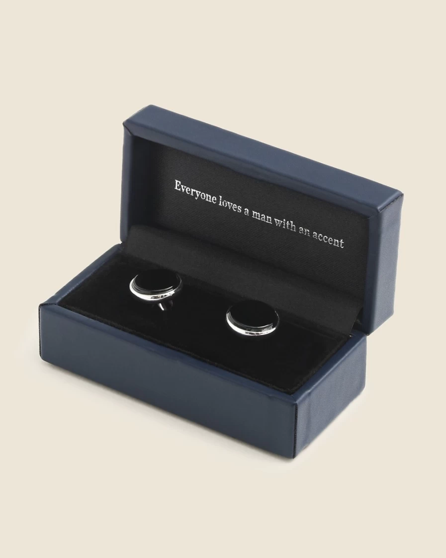 J.Crew Men's Onyx Sterling Silver Round Cufflinks