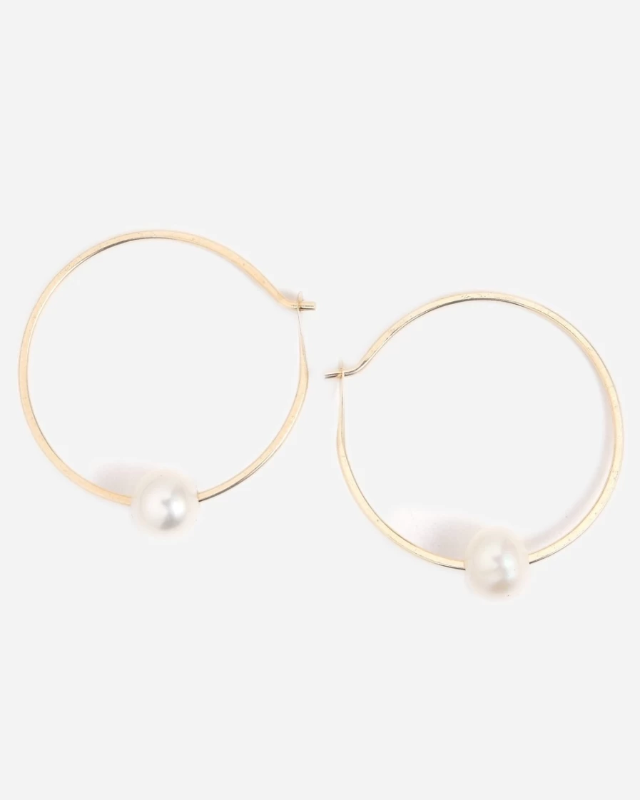 J.Crew Women's Gold Pearl Hoop Earrings by Melissa Joy Manning® – 3/4" Elegant Pearl Design