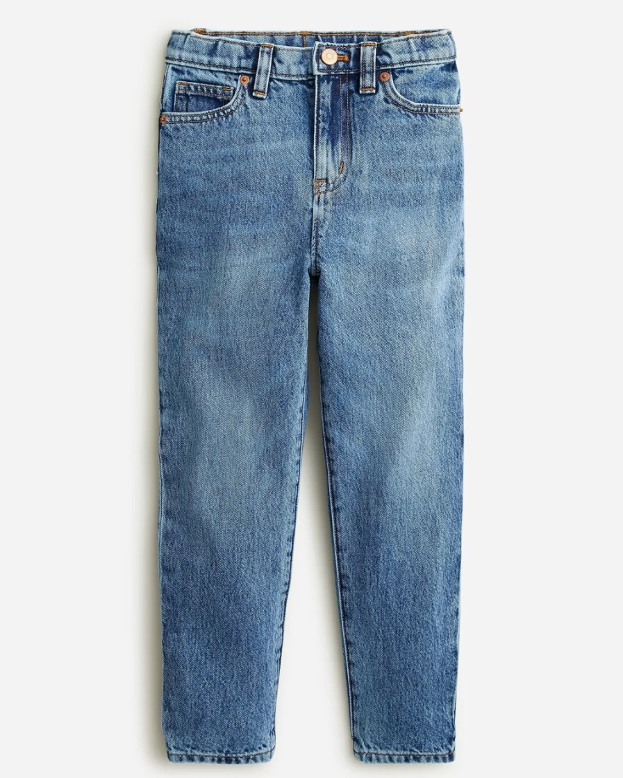 J.Crew Girls' Medium Indigo Rigid Mom-Fit Jeans for Kids