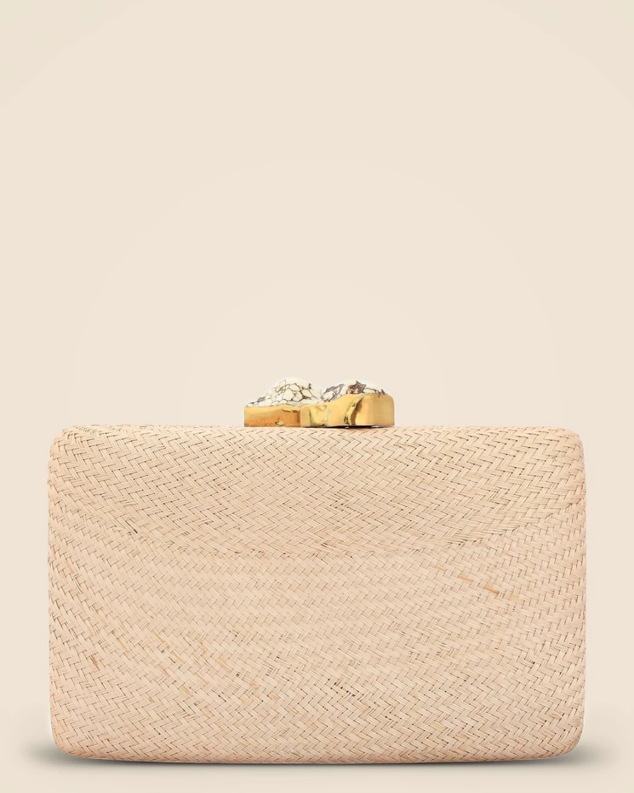 J.Crew Women's Natural Kayu Jen Clutch with White Stone Detail