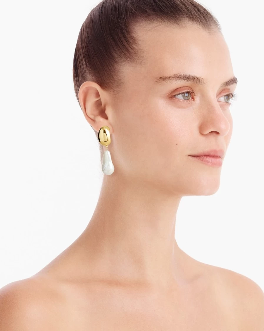 J.Crew Pearl Freshwater and Gold Earrings for Women
