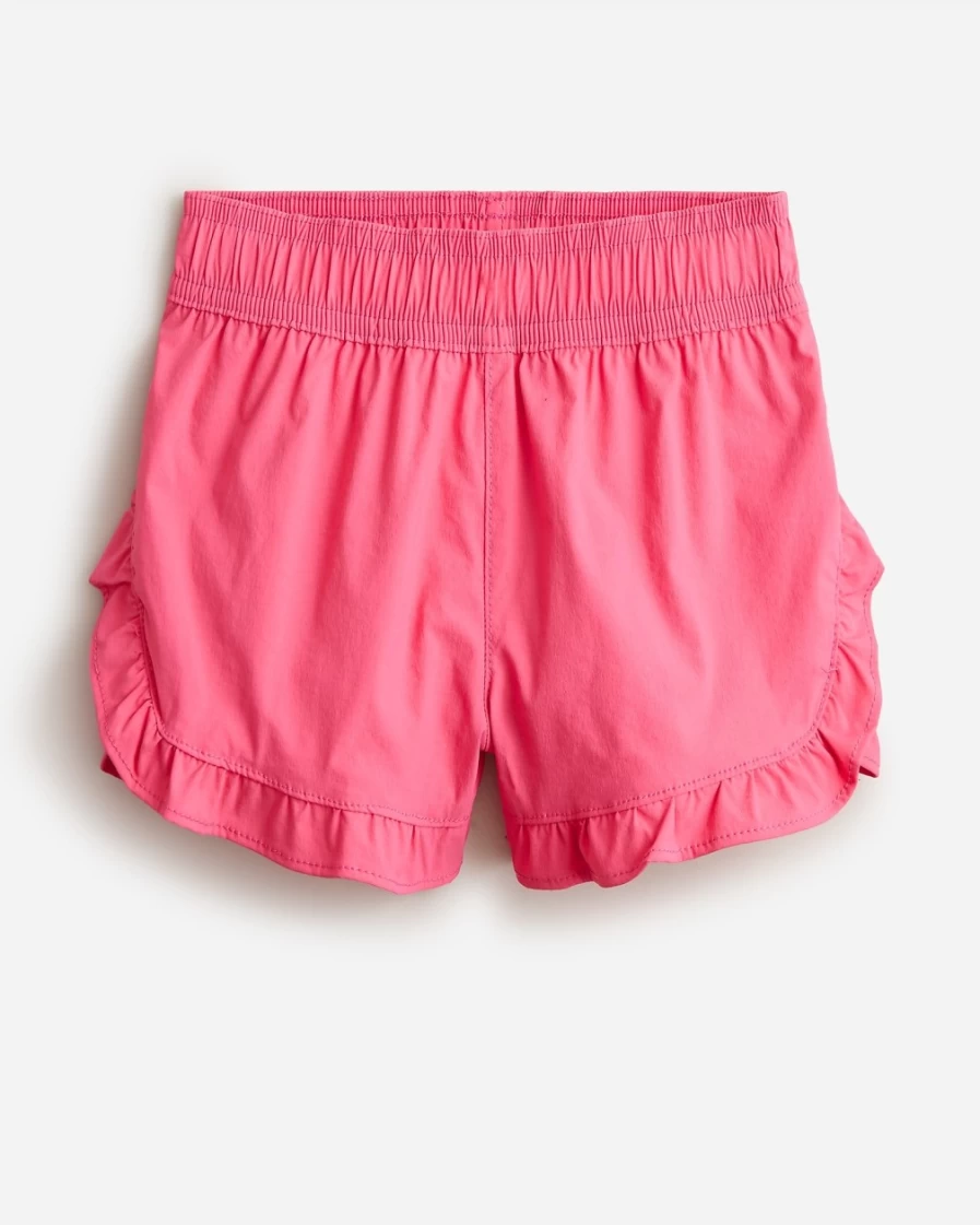 J.Crew Girls' Vivid Begonia Ruffle Active Shorts for Play & Comfort