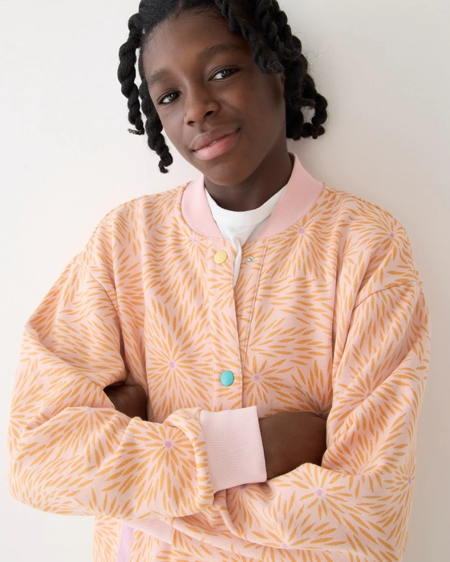 J.Crew Kids' Girls Pink Orange Bomber Jacket - Limited Edition Julia Chiang Collaboration