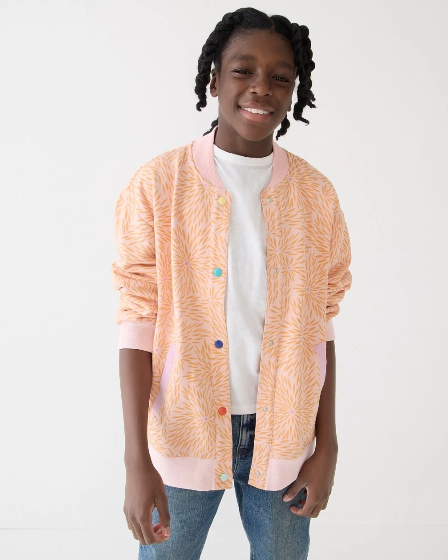 J.Crew Kids' Girls Pink Orange Bomber Jacket - Limited Edition Julia Chiang Collaboration