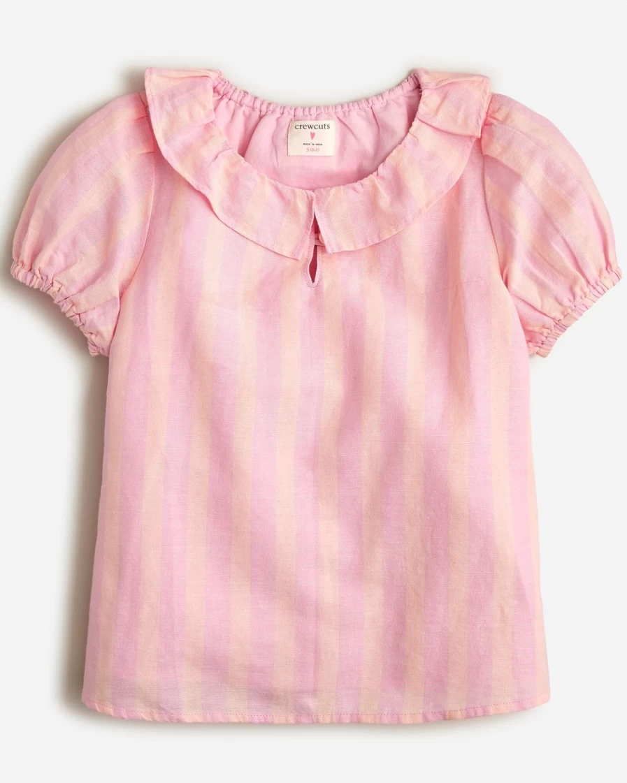 J.Crew Girls' Resort Pink Soft Bloom Collared Top for Girls