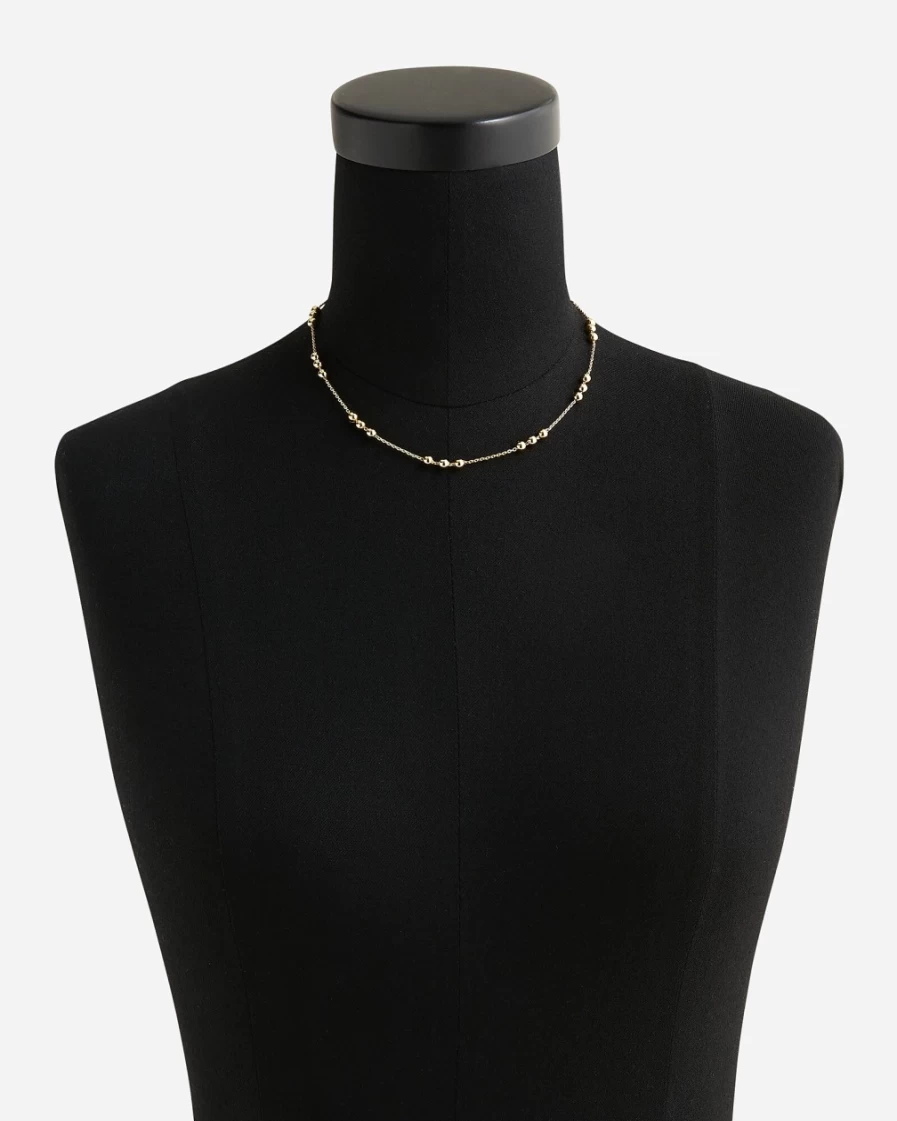 J.Crew Women's Burnished Gold Ball Chain Necklace | Elegant Gold-Tone Jewelry