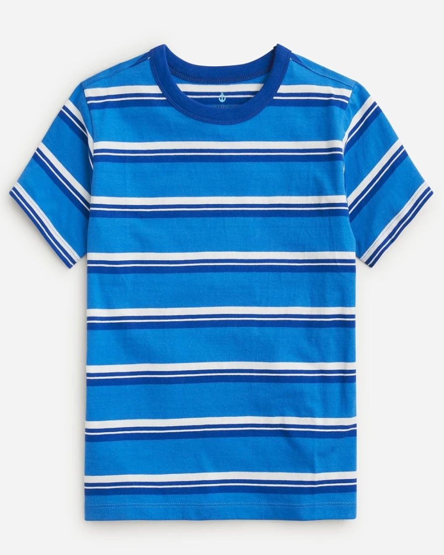 J.Crew Boys' Duke Stripe Regal Blue Short-Sleeve Pocket T-Shirt - Striped Casual Tee for Kids
