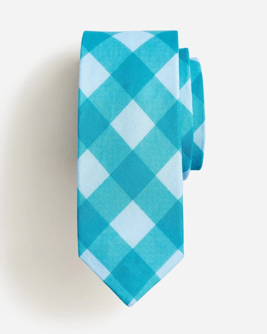 J.Crew Boys' Pale Cerulean Teal Gingham Tie for Kids