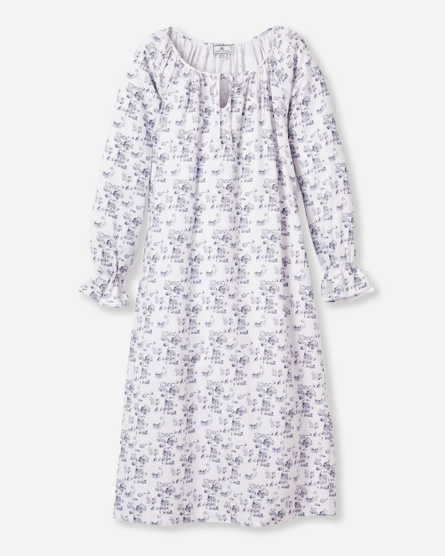 J.Crew Women's Delphine Nightgown in White Multi - Petite Plume™ Sleepwear