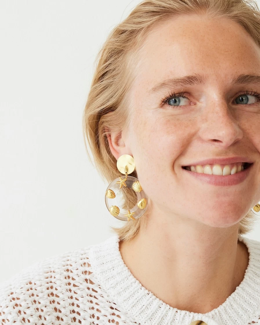 J.Crew Women's White Acetate Charm Earrings | Stylish & Lightweight