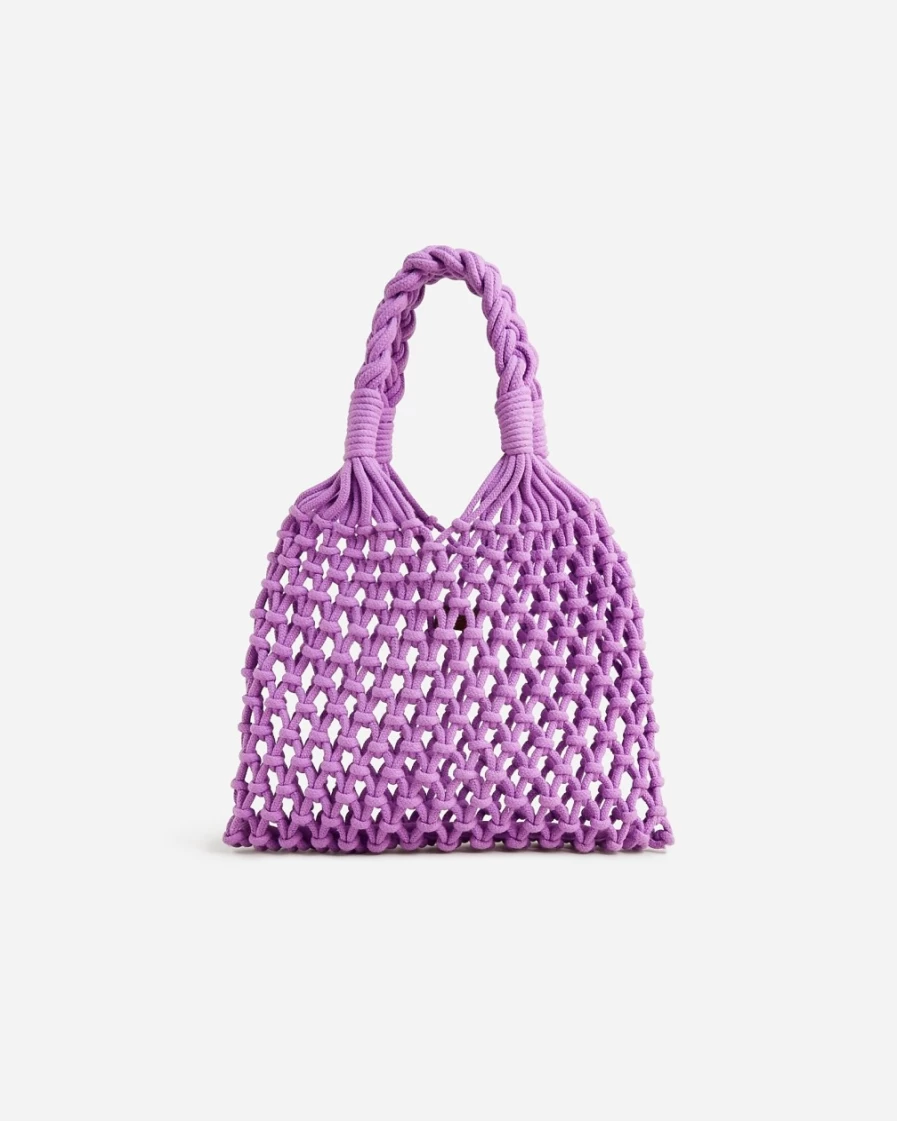 J.Crew Women's Radiant Orchid Small Cadiz Hand-Knotted Rope Tote Bag