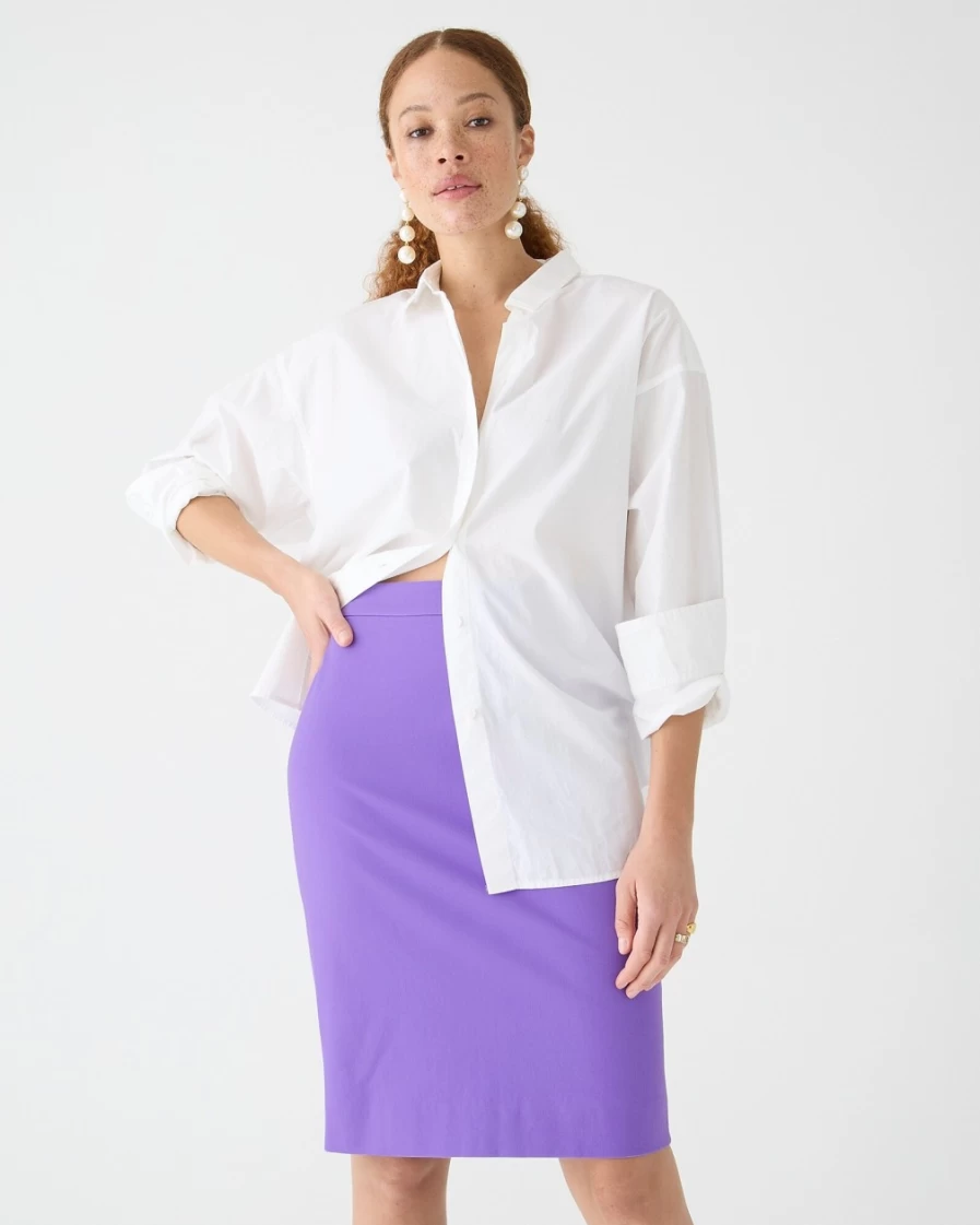 J.Crew Women's Violet Bouquet Bi-Stretch Cotton Blend No. 2 Pencil Skirt