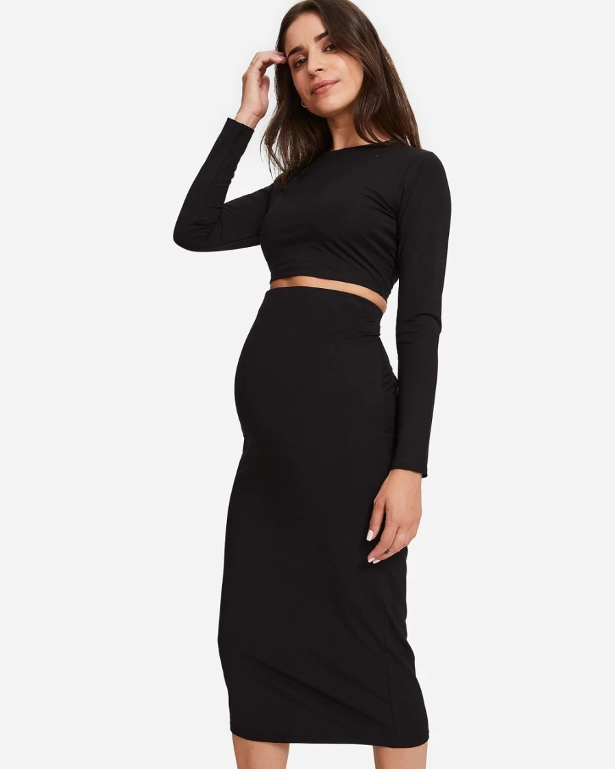 J.Crew Women's Black Hatch The Body Midi Skirt