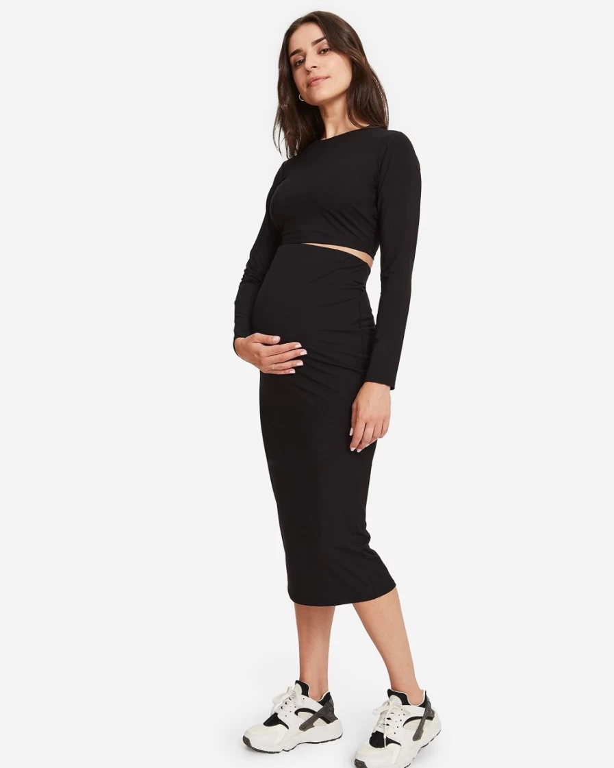 J.Crew Women's Black Hatch The Body Midi Skirt