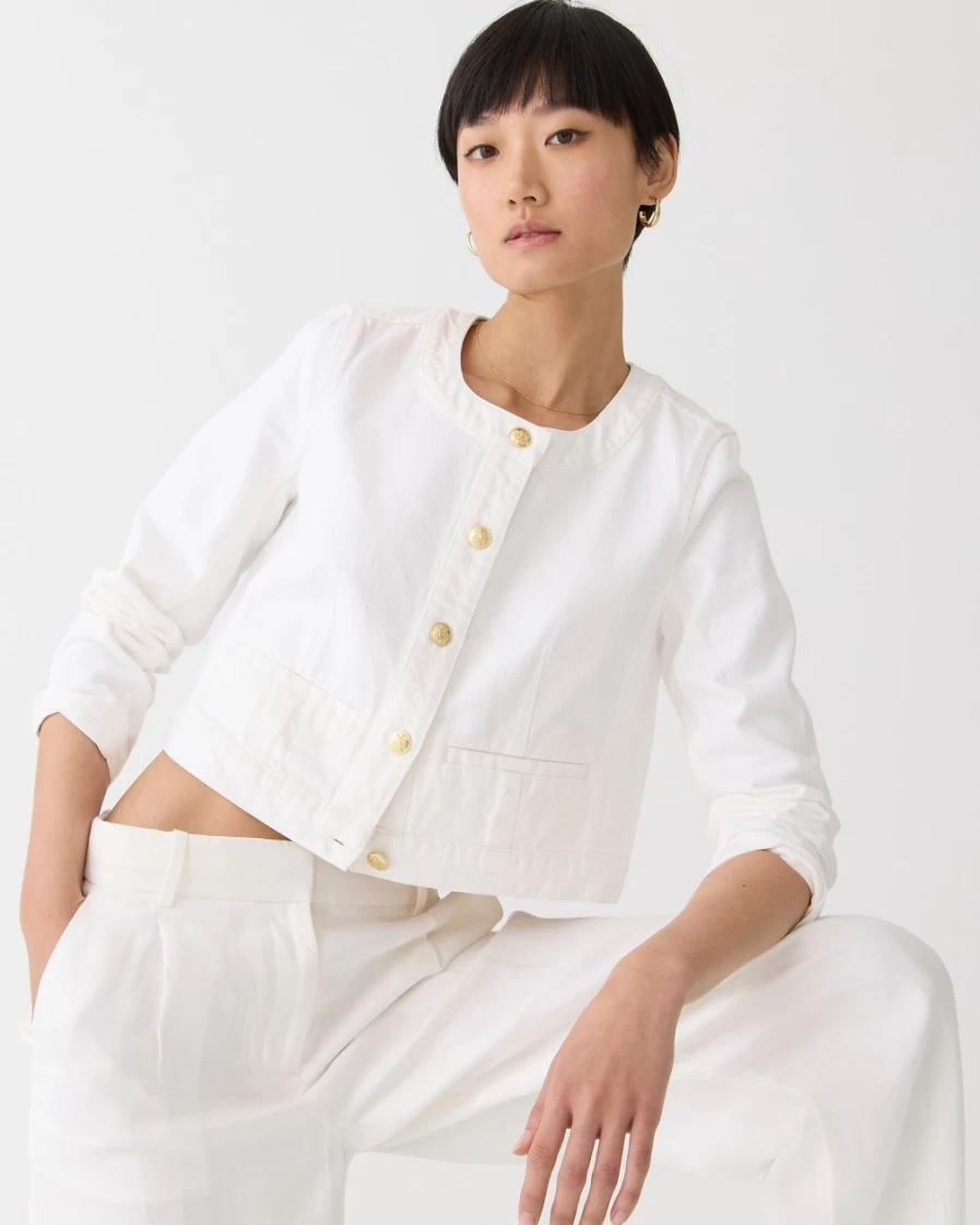 J.Crew Women's White Louisa Denim Jacket - Lady Indenim Style