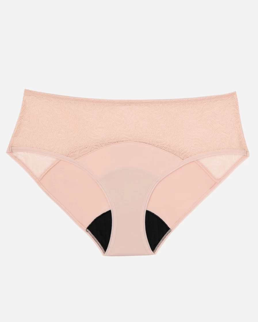 J.Crew Women's Light Pink Saalt Period Leakproof Lace Hipster Underwear