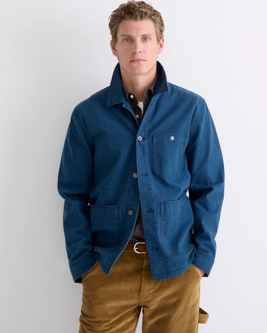 J.Crew Men's Wallace & Barnes Duck Canvas Utility Jacket in Mystic Sea