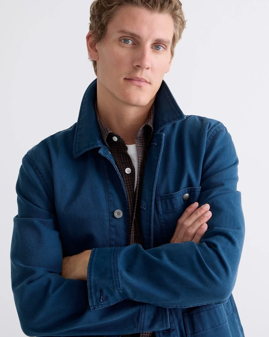 J.Crew Men's Wallace & Barnes Duck Canvas Utility Jacket in Mystic Sea