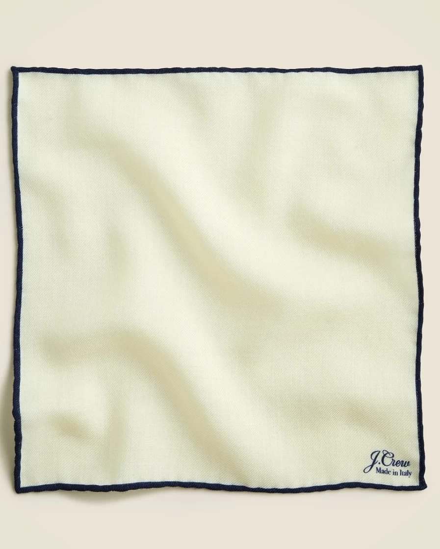 J.Crew Men's Italian Wool Pocket Square in Solid Navy & White