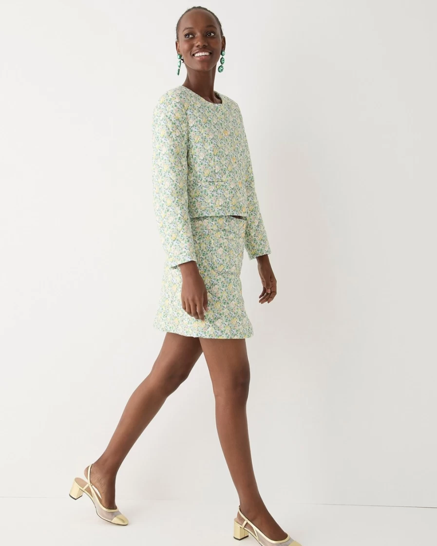 J.Crew Women's Limited-Edition Quilted Mini Skirt in Ivory Multi Liberty® Fabric - Button-Front Design