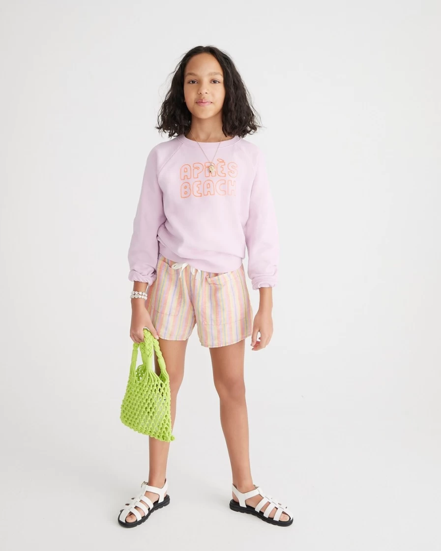 J.Crew Girls' Apres Beach Embroidered Graphic Crewneck Sweatshirt