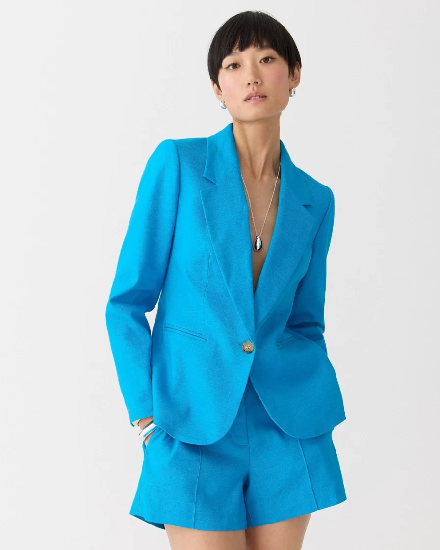 J.Crew Women's Kingfisher Stretch Linen Blend Parke Blazer