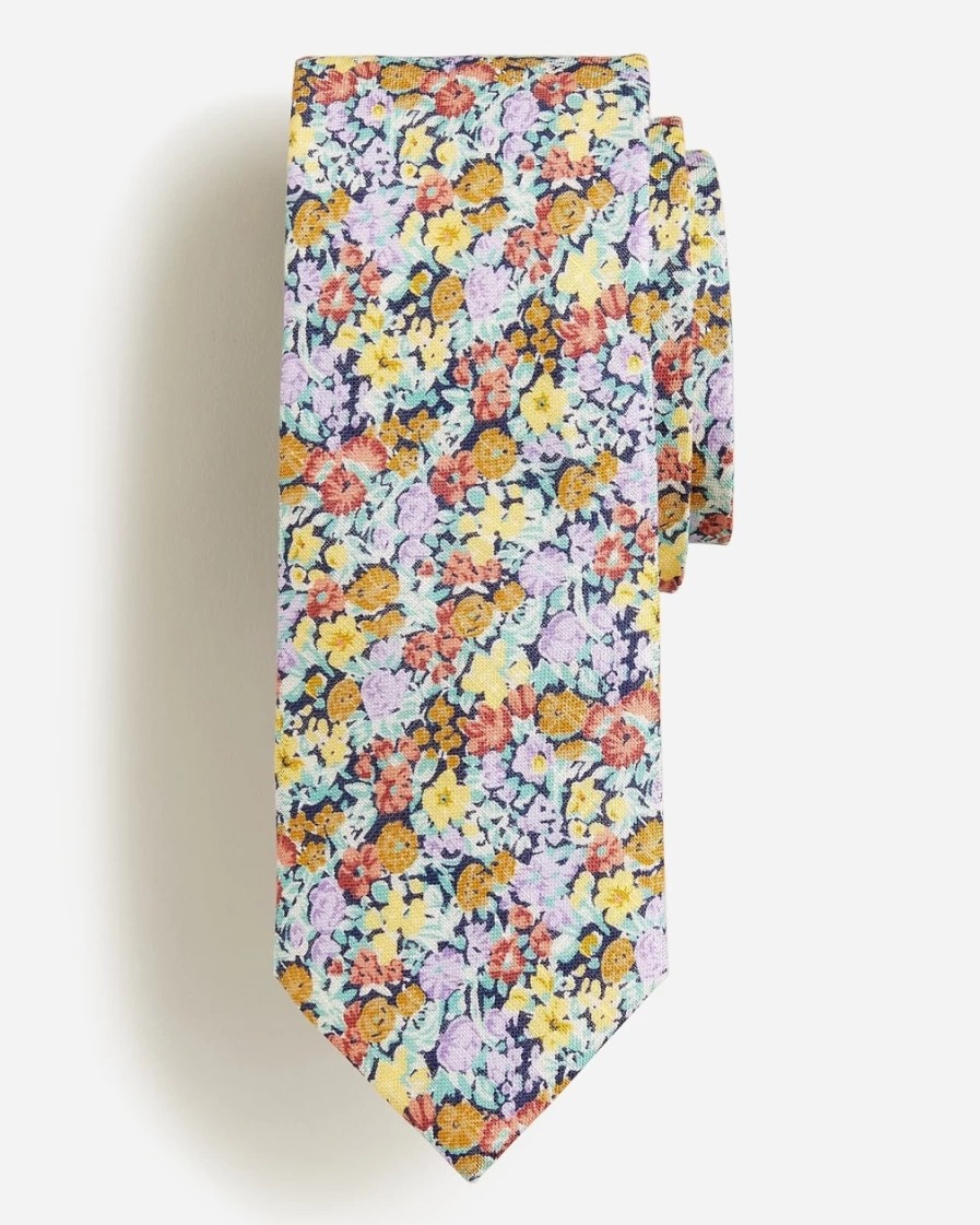 J.Crew Men's Micro Floral Multi Silk Tie - Floral Print Necktie for Men
