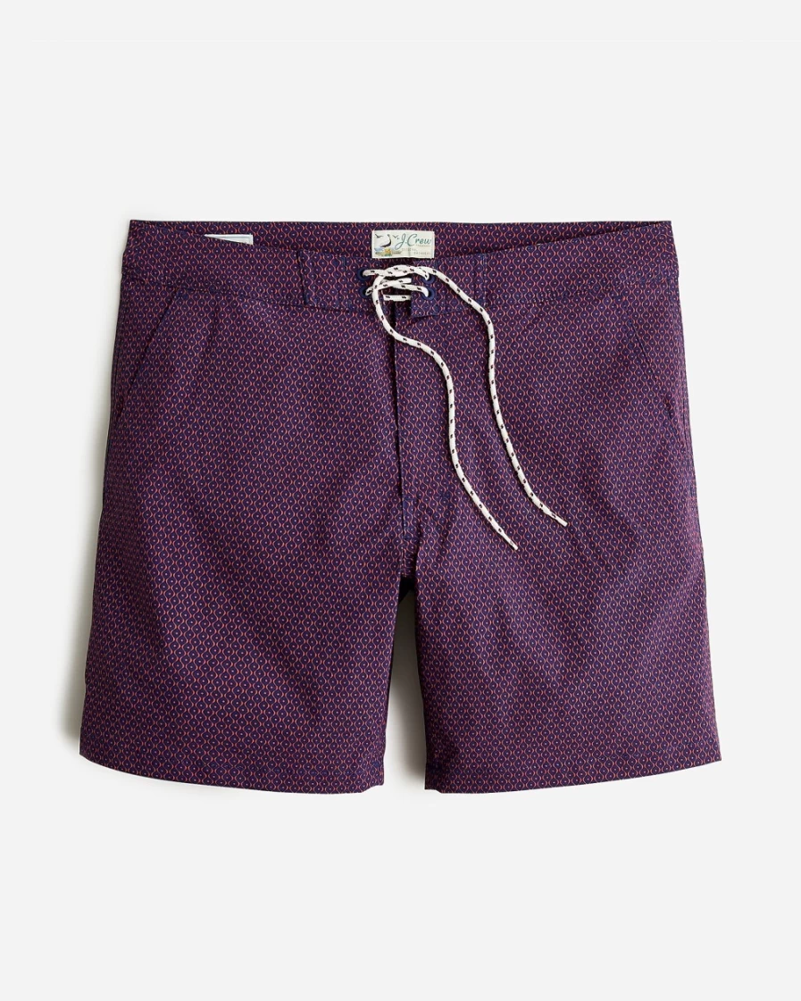 Men's 7" Stretch Breaker Board Shorts in Twist Blue Red Print with Econyl® Nylon - J.Crew