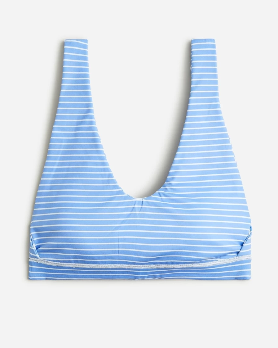J.Crew Women's Cloudstretch V-Neck Sports Bra - Reversible Blue Stripe Mix Two