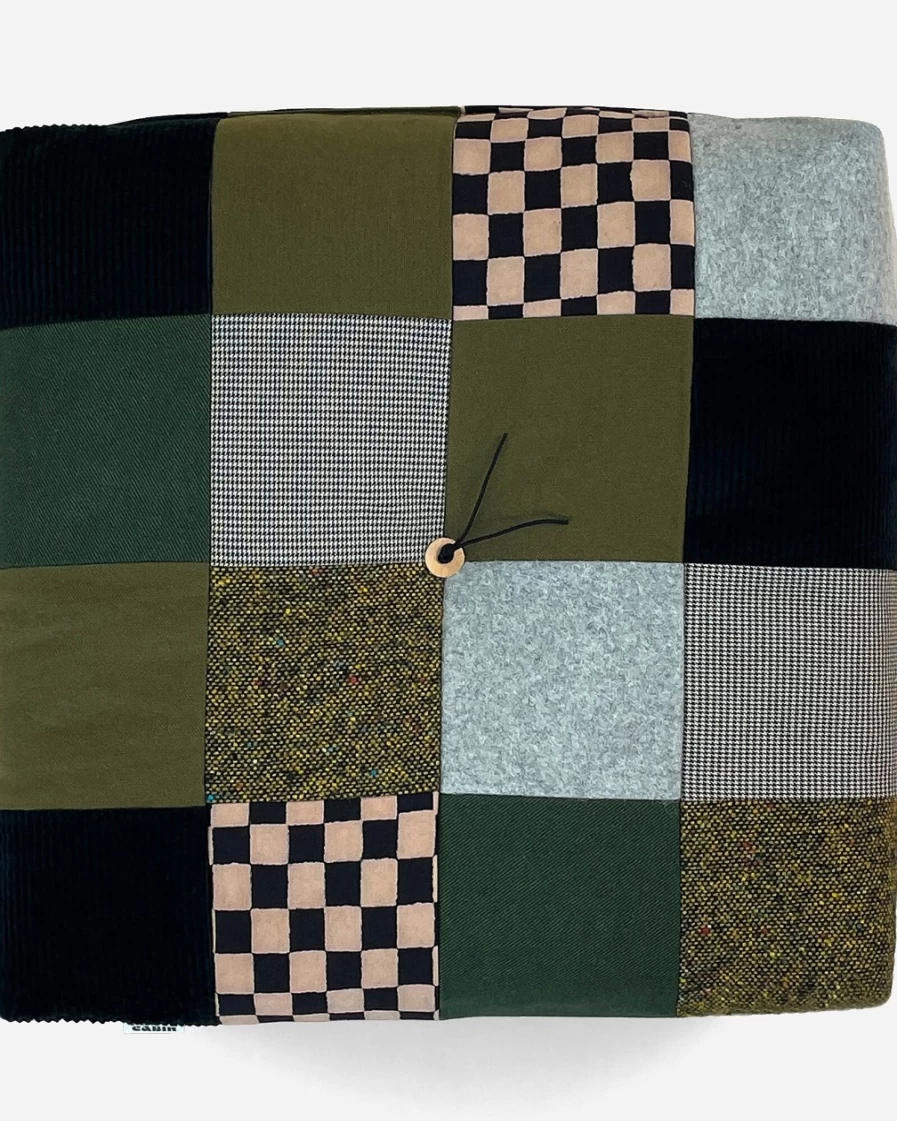 J.Crew Olive Green Peace Cabin Froebel Cushion - Cozy Home Decor Throw Pillow