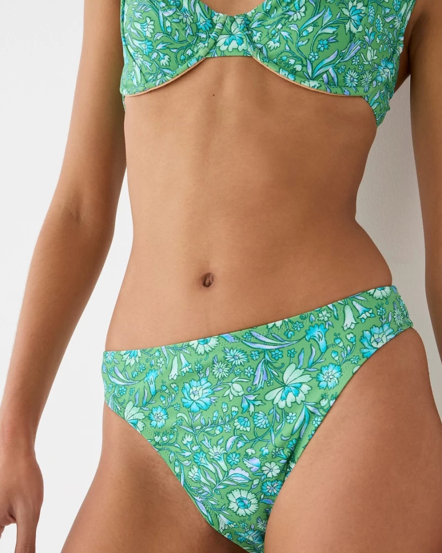 J.Crew Women's High-Rise Cheeky Bikini Bottom in Fresh Grass
