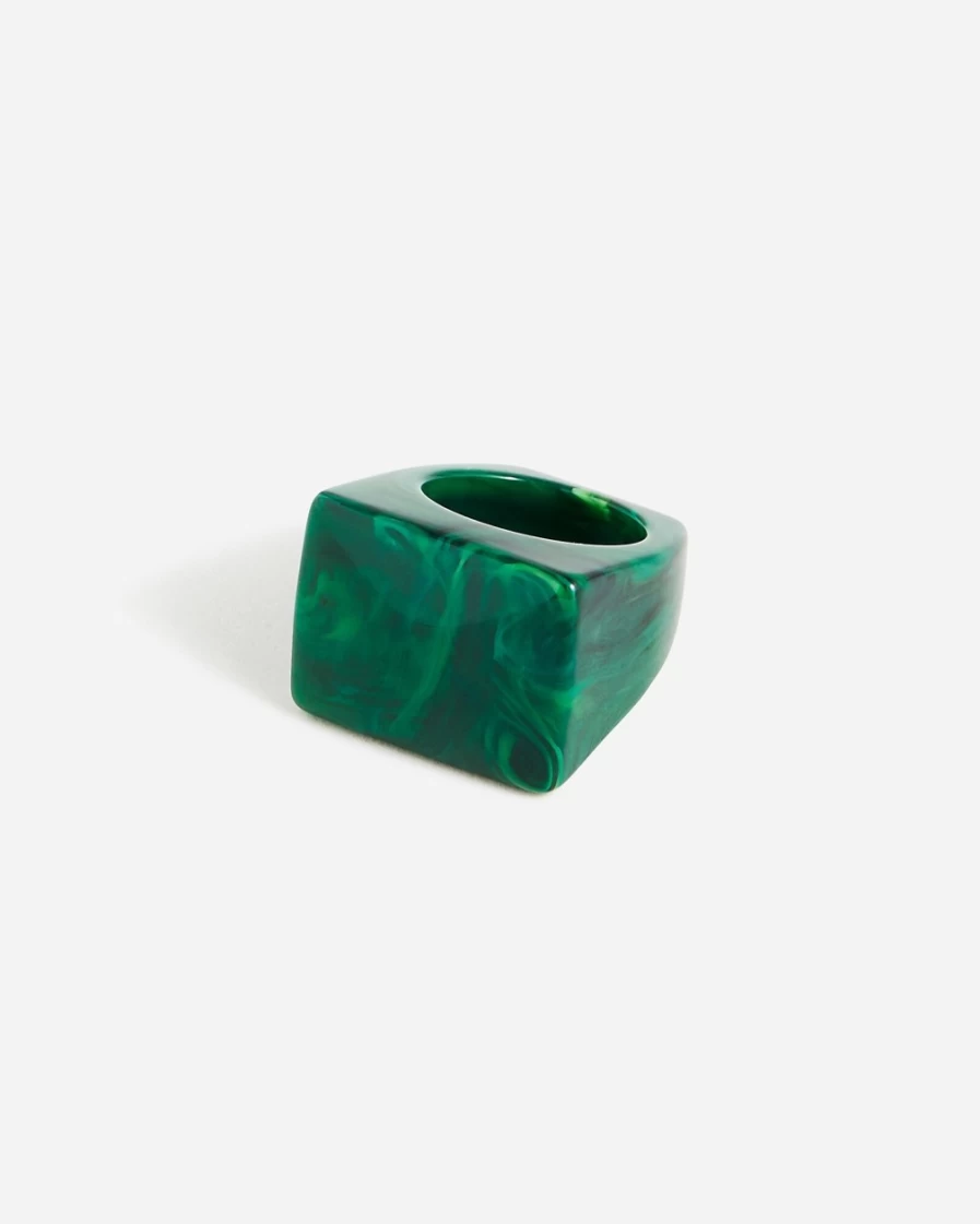 J.Crew Women's Jungle Green Square Face Ring - Made in Italy