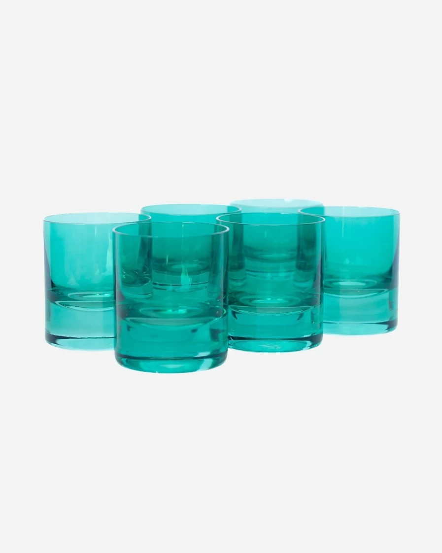 J.Crew Estelle Dark Green Colored Glass Rocks Glasses - Set of 6