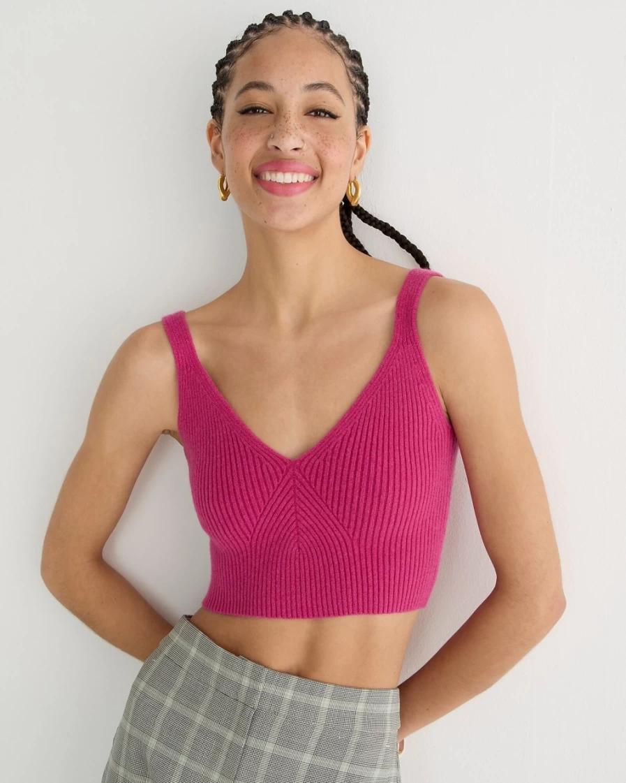 J.Crew Women's Icy Rose Cashmere Cropped Sweater Tank Top