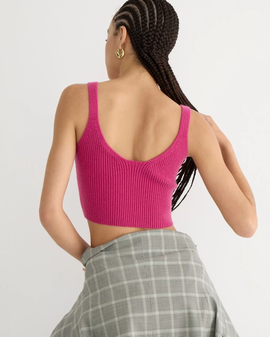 J.Crew Women's Icy Rose Cashmere Cropped Sweater Tank Top