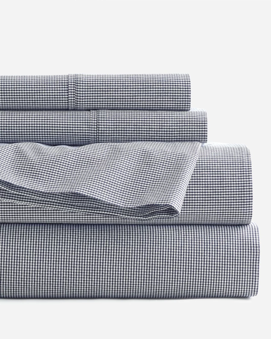 J.Crew Mediterranean Navy Heritage Microgingham Full/Queen Sheet Set