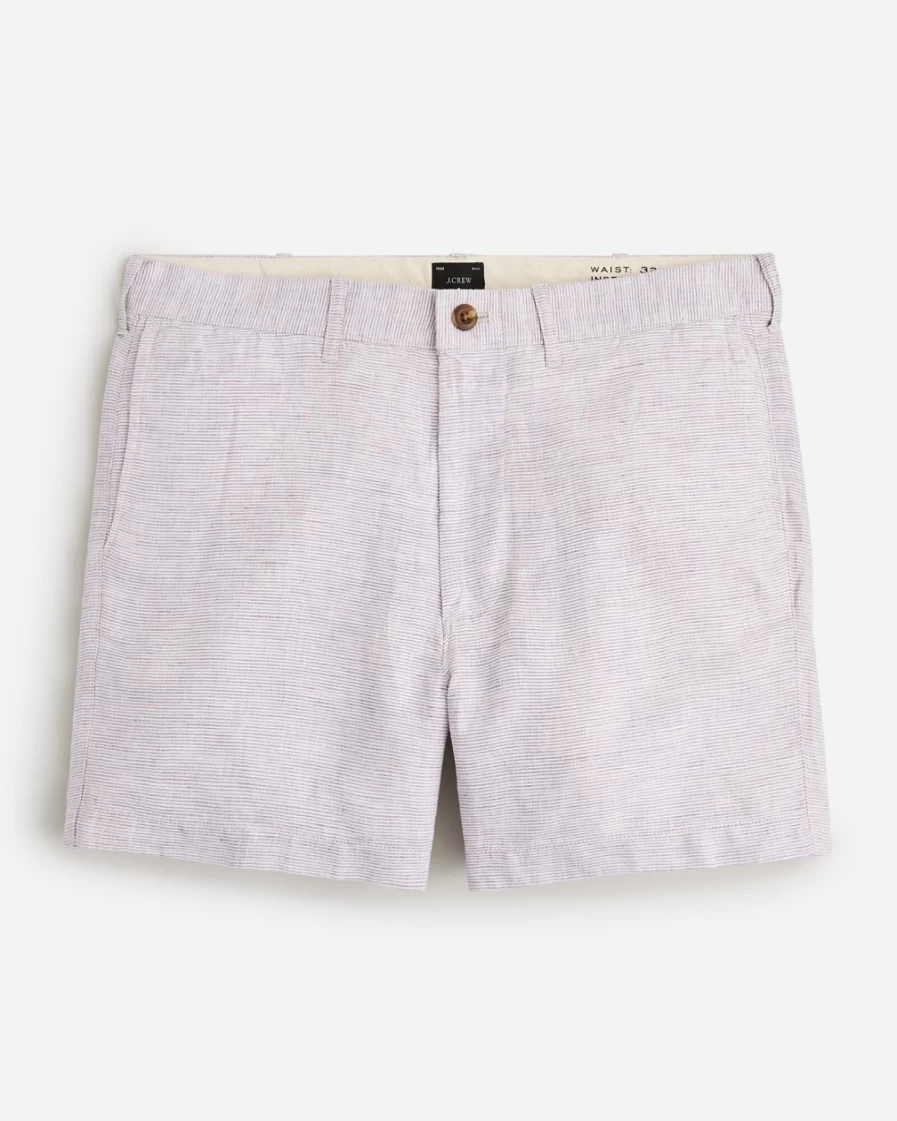 J.Crew Men's 5" Linen Shorts in Purple & White | Lightweight Summer Casual Shorts