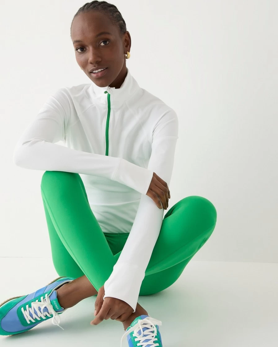 J.Crew Women's White Cloudstretch Half-Zip Pullover Sweatshirt