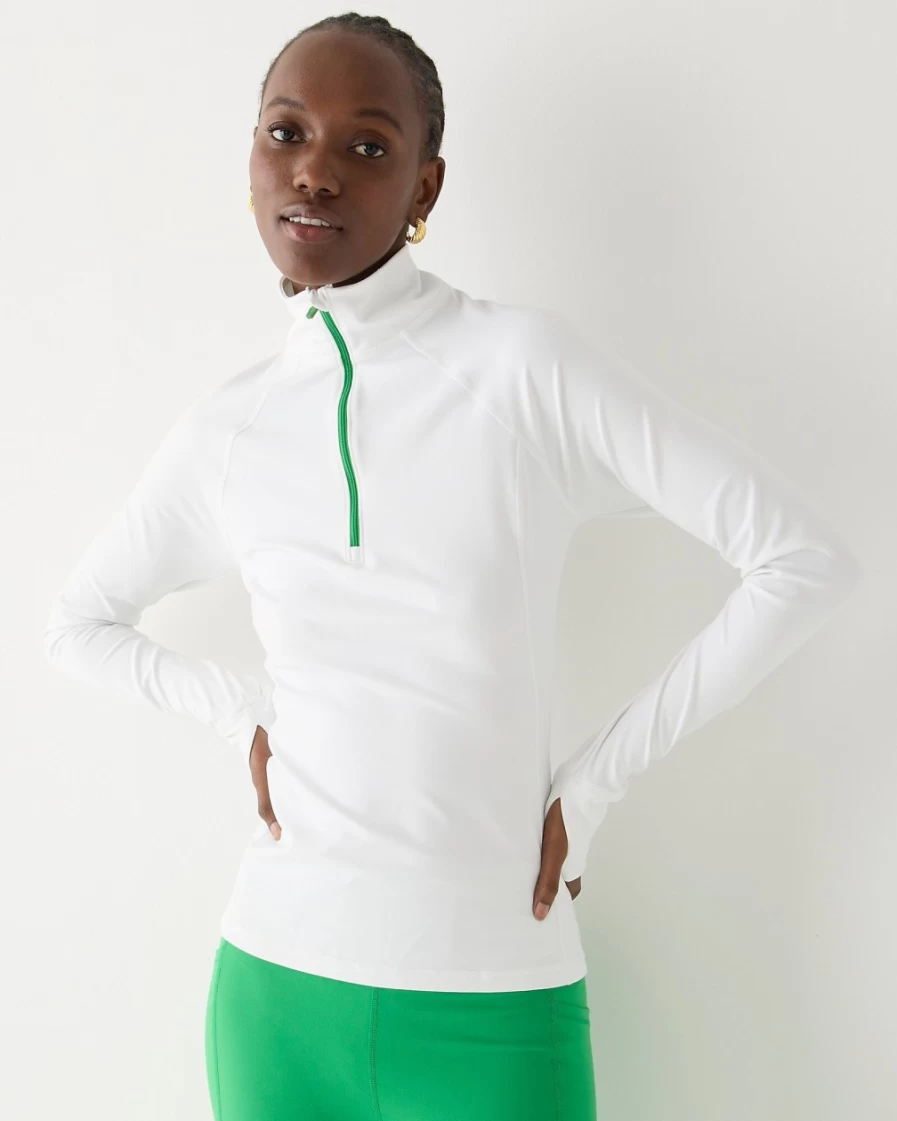 J.Crew Women's White Cloudstretch Half-Zip Pullover Sweatshirt