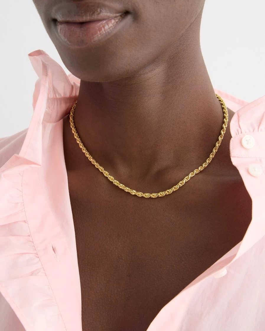 J.Crew Women's Burnished Gold Rope Chain Necklace - Elegant Gold-Tone Jewelry