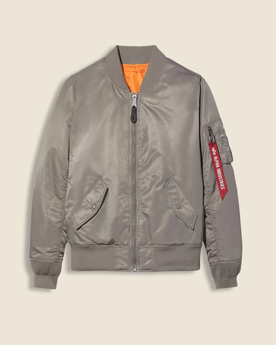 J.Crew Women's Silver MA-1 Bomber Jacket by Alpha Industries