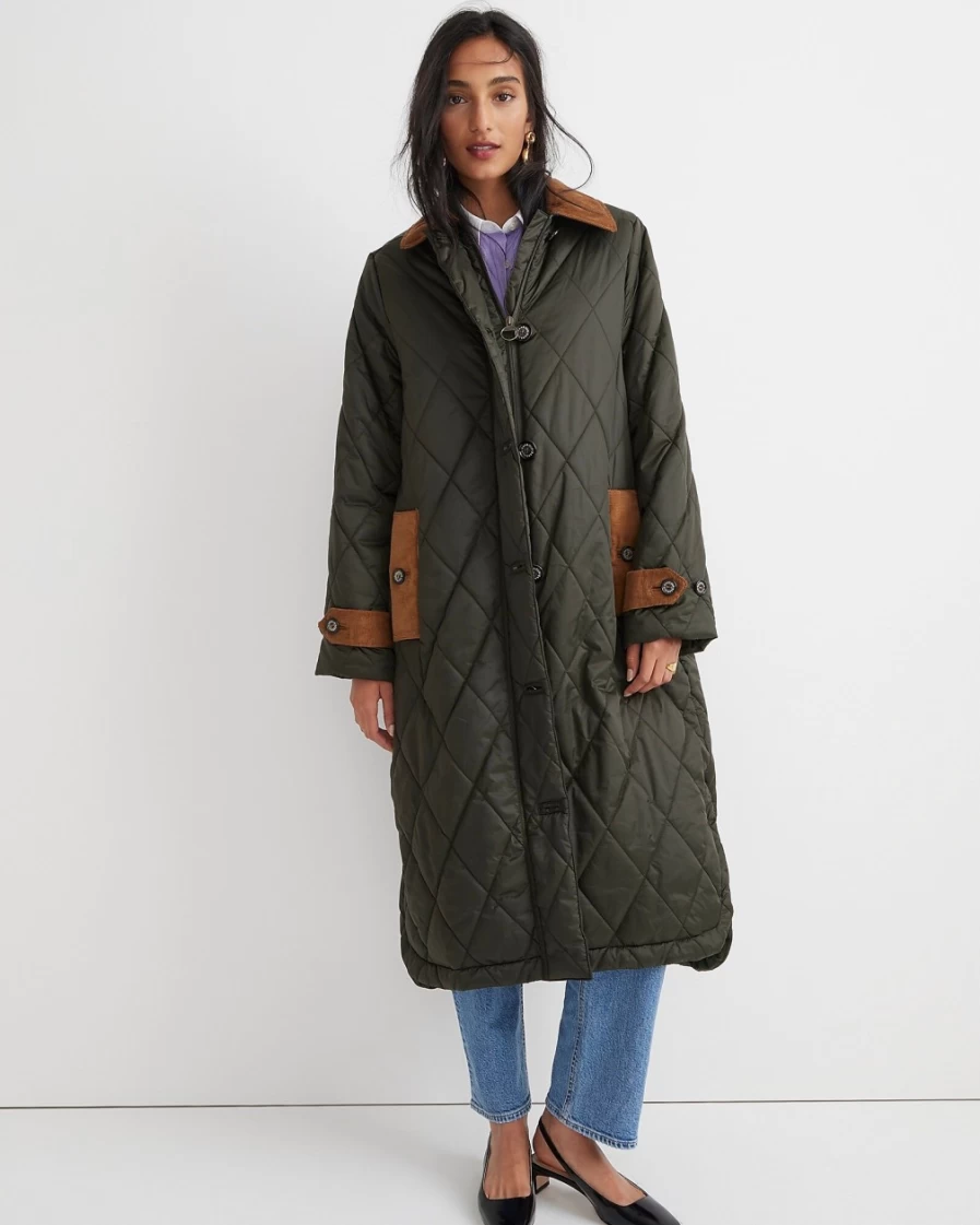 J.Crew Women's Sage/Ancient Silwick Quilted Jacket - Limited Edition Barbour® Collaboration