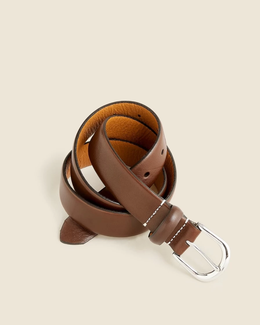 J.Crew Men's Maple Leather Round-Buckle Dress Belt for Formal Wear